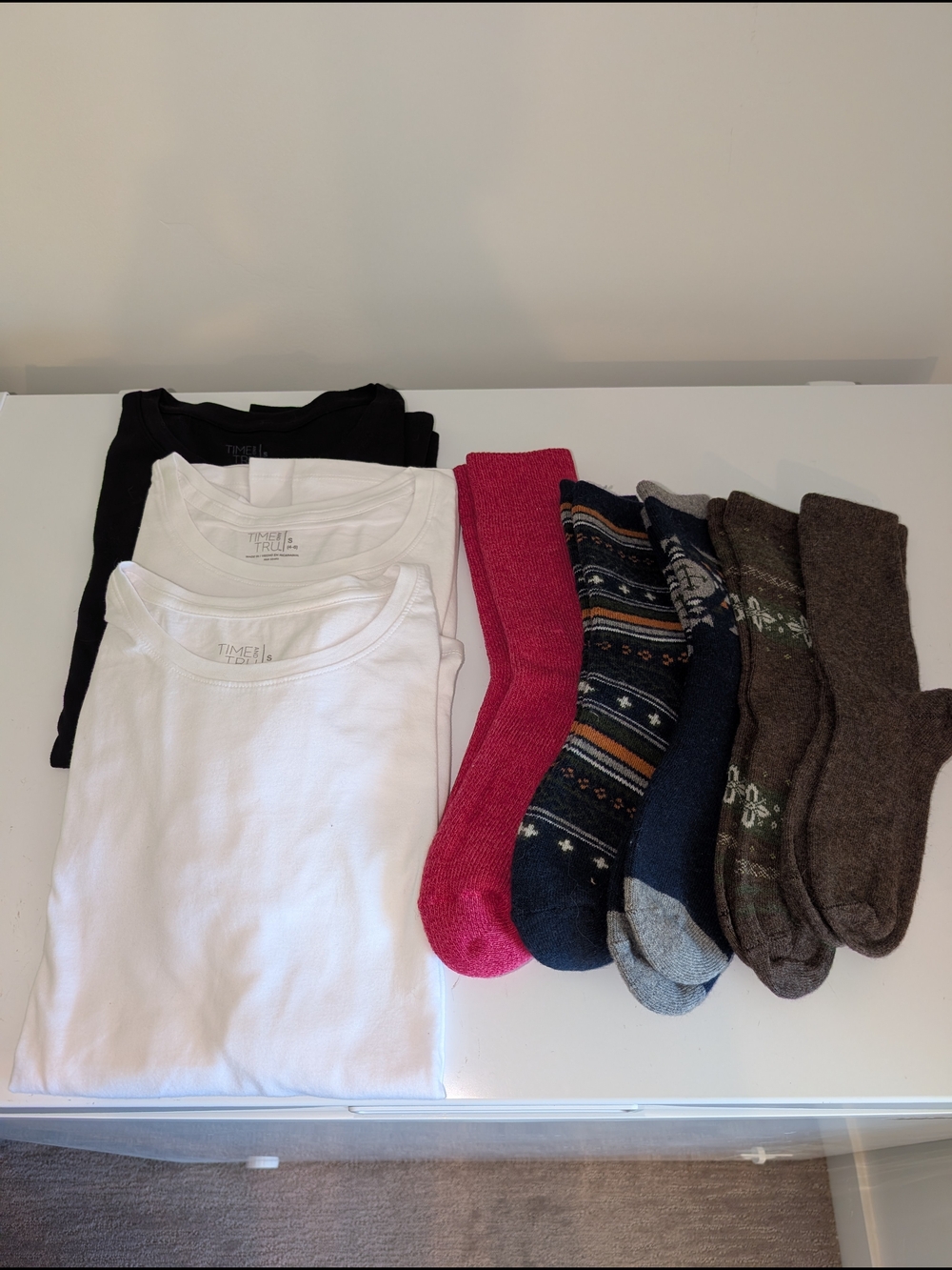 NWOT - Women's 3 Long Sleeve Tshirts and 5 Pair Warm Socks